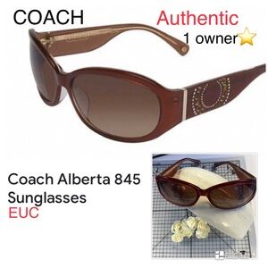 😎 COACH ‘Alberta 845’ Mahogany Sunglasses 🕶️ 1 owner EUC